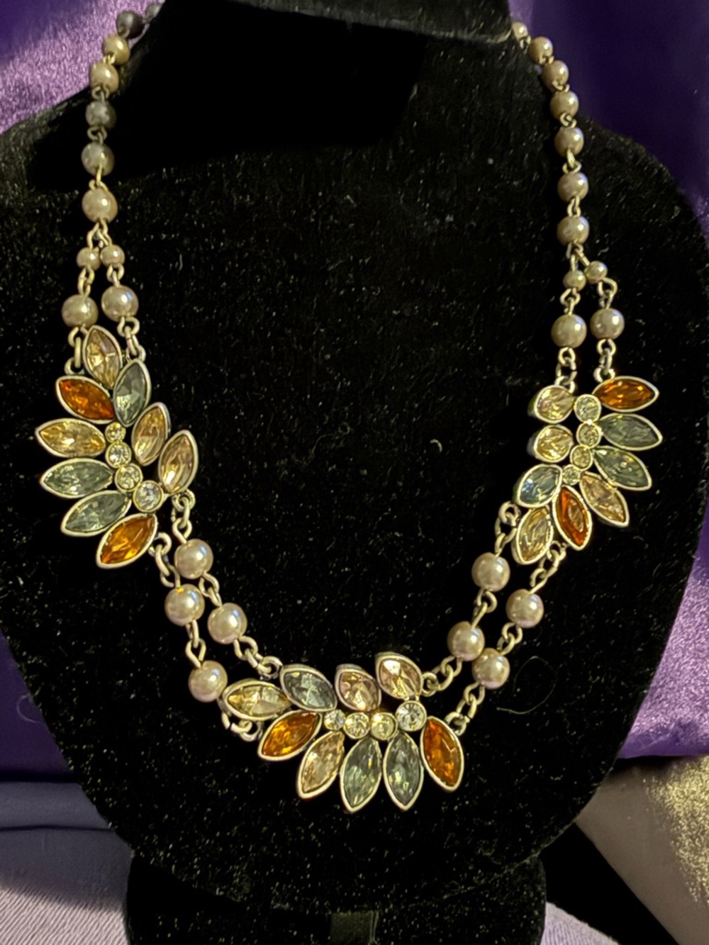 Multicolor Petal Crystal Statement Necklace - Women Jewelry